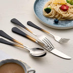 20-Pieces Black gold Silverware Sets for 4,Black gold Handle Stainless Steel Cutlery Set, Include Forks Spoons and Knives Set, Dishwasher Safe Utensil Sets for Home Restaurant
