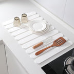 Stone Drying Mat for Kitchen Counter, Large Stone Dish Drying Mat Foldable Diatomaceous Earth Water Absorbing Mat for Dishes Bottles Cups Match Any Countertop White 24" x 16"