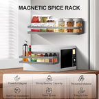 Uten Large Spice Rack for Refrigerator, 2 Pack Strong Magnetic Shelves, Moveable Fridge Organizer for Kitchen Holding Spices, Jars
