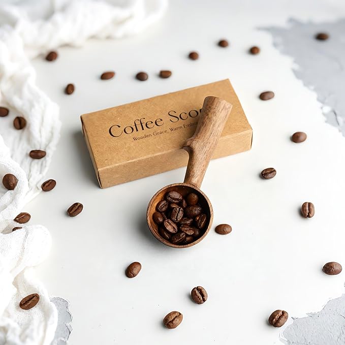 Walnut Coffee Scoop,Wooden Coffee Bean Measuring Spoon,5g Capacity,Natural Wood Coffee Scoop for Tea,Sugar & Powder,Rustic Kitchen Gift for Coffee Lovers