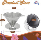 Reusable Pour Over Coffee Filter & Tea Infuser Set – Stainless Steel Cone Dripper & Loose Leaf Tea Ball – Eco-Friendly, Ideal for French Press, Cold Brew & More