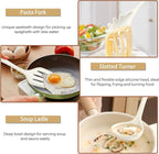 TeamFar Silicone Cooking Utensils Set, Kitchen Utensils Set of 6 for Non-stick Cookware, for Cooking/Turning/Stirring/Mixing, Healthy & One-Piece, Heat Resistant & Non-Scratch, Dishwasher Safe, White