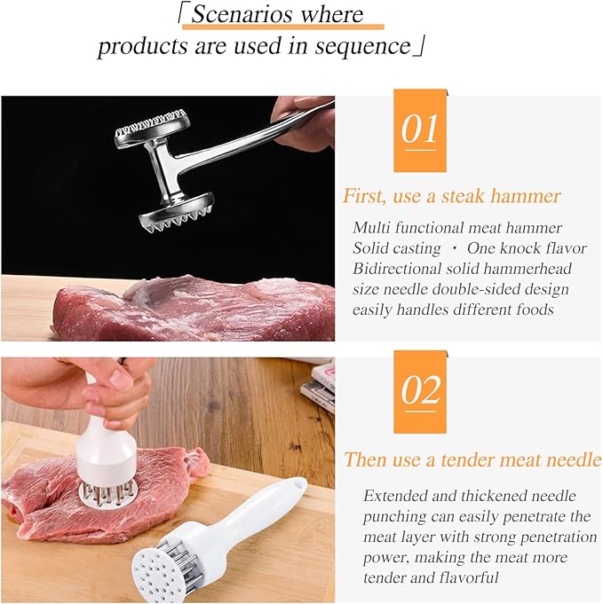 2-piece set meat tenderizer,meat tenderizer tool,meat mallet,Tenderizes meat, makes steaks evenly thick, helps marinate and shortens cooking time