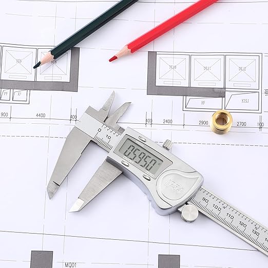 Electronic Digital Calipers, inch and Millimeter Conversion,LCD Screen displays 0-6" Caliper Measuring Tool, Automatic Shutdown, Suitable for DIY/Jewelry Measurement (200mm Stainless Steel)
