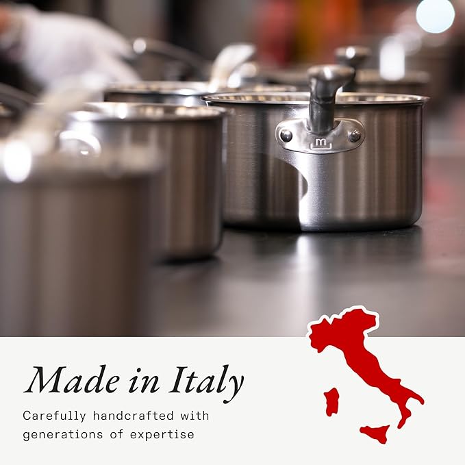 Made In Cookware - 10 Quart Stainless Steel Rondeau Pot w/Lid - 5 Ply Stainless Clad - Professional Cookware - Crafted in Italy - Induction Compatible