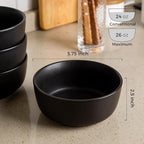 AmorArc Stoneware Cereal Bowls Set of 6, 26oz Soup Bowls Set for Cereal Soup Snacks, Modern Kitchen bowls for Meal, Dishwasher &Microwave Safe, Matte Black