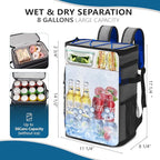 Large Backpack Cooler 36 Can Cooler Backpack with 2 Insulated Compartments Leak Proof Waterproof Travel Backpack, Camping Beach Picnic Lunch Thermal Bag for Women and Men