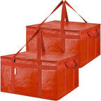 BALEINE 2Pk Insulated Reusable Grocery Bags, Collapsible Cooler Bag for Groceries, Heavy Duty Large Insulated Bag (19.5''x19.5''x11.5'', Bright Red)