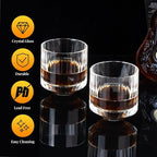 KAMMAK Crystal Whiskey Glasses Set of 2, 10.15 oz (300 ml) Hand Blown Old Fashioned Tumbler, Thick Base Glass with Delicate Rim & Seamless Design for Scotch, Bourbon, Cocktails, Lead-Free Barware