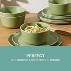 Gibson Home Fairhope 12 Piece Melamine Dinnerware Set - Matte Green