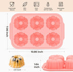 Mini Fluted Tube Cake Pans for Baking with Metal Reinforced Frame, 2Pcs Silicone 6-Cavity Mini Flan Molds, Nonstick Baking Mold for Cupcake, Brownie, Donuts, Cornbread, Jello