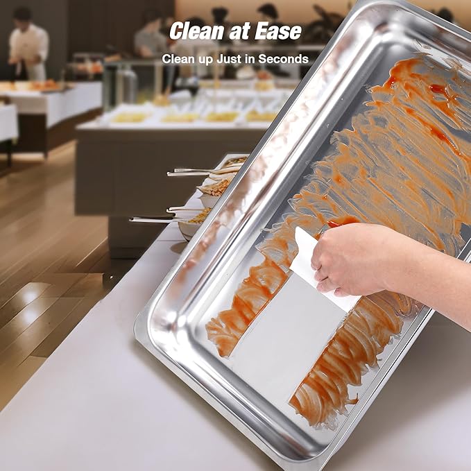 Chafing Dishes for Buffet 9QT 6 Pack,Easy Assembly, Food-Grade Stainless Steel Chafers for Catering w/Rolled Rim, Foldable Frame, for Party, Banquet (Full Size Food Pan)