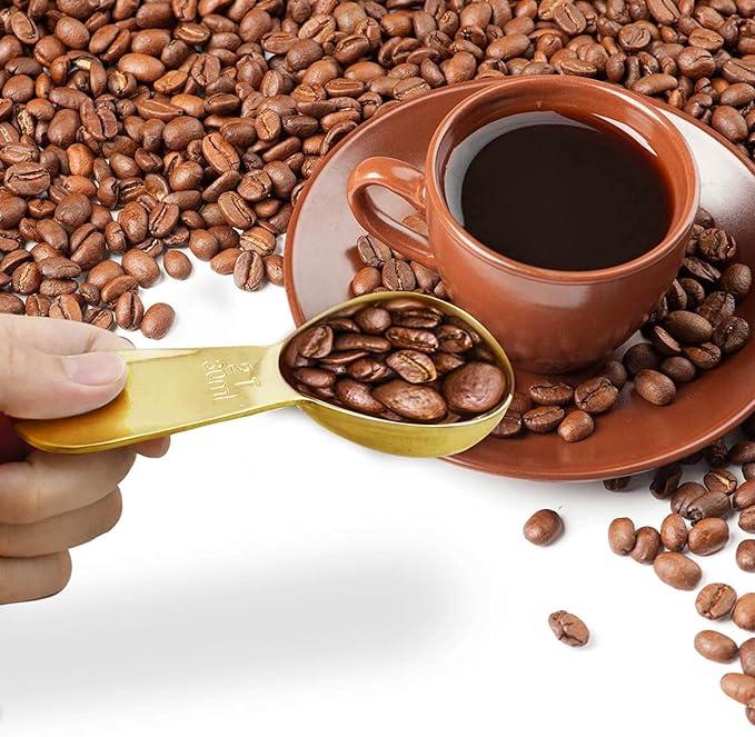 1 Pcs Coffee Scoop, 2 Tablespoon Measuring Spoon for Ground Coffee, Durable Stainless Steel, Easy to Use and Clean(Gold）, Send Goods from Local Warehouse