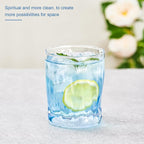 CREATIVELAND Solid Color Drinking Glasses Set of 6, 10 OZ Wind-blown Ripples Glass Tumbler Glassware for Water, Juice, Different Options for Home, Restaurant, Hotel, Bar, Blue