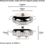 Casserole Dish 11.5" x 8" Glass Baking Dish with Stainless steel Lid and rack, Silver oval 2 Qt Baking Pan For Casserole & Lasagna, Microwave Dishwasher Freezer Oven Safe