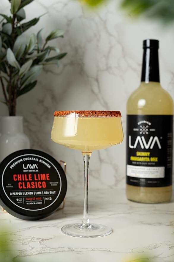 LAVA Premium Chile Lime Clásico Cocktail Rimmer 5oz, All Natural Bloody Mary Rimmer, Michelada Rimmer, Margarita Rimmer Salt, No Silicon Dioxide, with Screw-On Lid