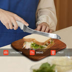 9 Inch White Offset Serrated Bread Knife Wavy Edge knife, High Carbon Stainless Steel Multi-Purpose Kitchen Knife for Homemade Bread, Crusty Breads, Cake, Bagel