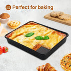 Rectangle Cake Pan, Deep Baking Pans Set Nonstick, 9/11/13 Inch, Heavy Duty Thickness Bakeware Roasting Tray for Toaster Oven, Thanksgiving Christmas Roast Turkey Pan, 3-Pack, Black