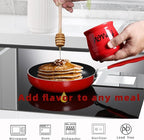 ONTUBE Honey Jar with Dipper and Lid, Ceramic Honey Pot 12oz (Red)