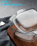 NUTRIUPS 1L Glass Square Casserole Dish with Lid, Mini Glass Casserole Cookware