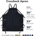 hedley & bennett Crossback Apron - Crossback Chef Apron with Pockets - 100% Cotton Denim, 8oz - Jack Navy