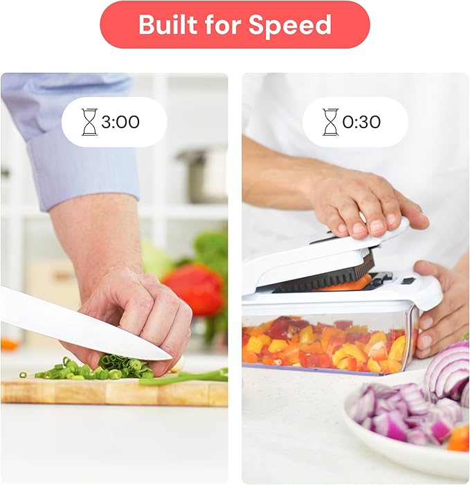 Fullstar The Original Pro Chopper - Vegetable Chopper and Spiralizer, Food Chopper with Container, Fruit Slicer, Kitchen Gadgets & Accessories, Home Essentials (2 in 1, White)