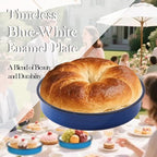 12 Inch Enamel Roasting Pan for Induction Cooktops - Heavy Duty Round Baking Pan for Thanksgiving Turkey Christmas Ham Lasagna & Pizza Dishwasher Safe Oven Broiler & Stovetop Pan