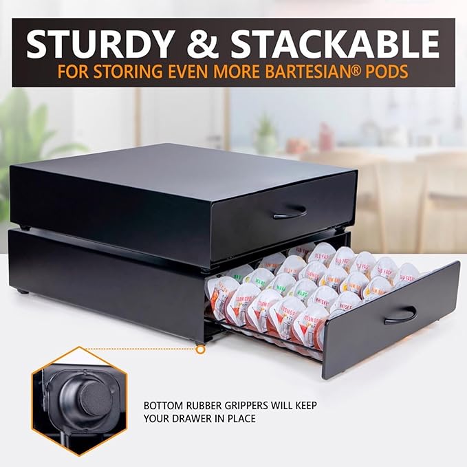 Bartesian Pod Holder – Holds 40 Bartesian Capsules – Stackable Pods Organizer Compatible with BEV by Black & Decker Cocktail Machine