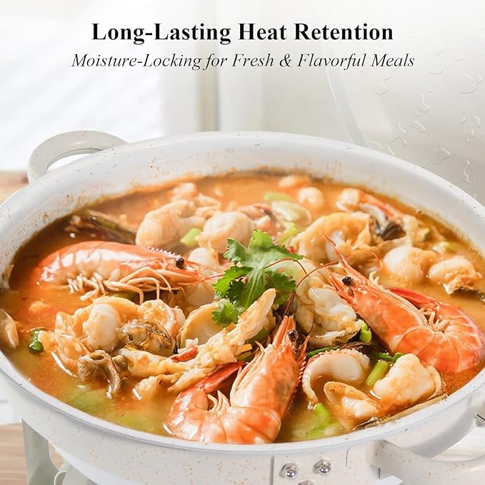 Chafing Dishes for Buffet 4 Pack, 5QT Food Warmers with Maifanite-Coated Pans, Stainless Steel Chafer Set for Parties, Wedding, Birthday, Catering, Church Events