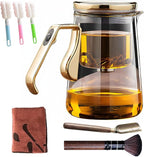 YJX Magnetic Glass Teapot, 25.4oz Small Enchanted Brewing Tea Pot, Witchcraft Magic Borosilicate Tea Set with Strainer for Loose Leaf or Herbal, Exquisite Kettle Gift for Tea Lovers(Golden)