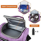 OPUX Lunch Box For Women, Insulated Large Lunch Bag Adult Work, Double Decker Lunchbox Meal Prep, Dual Compartment Leakproof Lunch Cooler, Soft Lunch Pail Tote for Girls Kids School (Purple 16 Cans)