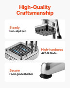 VEVOR Commercial French Fry Cutter, Stainless Steel Vegetable Fruit Chopper with 3 Replacement Blades 1/2-Inch 3/8-Inch 1/4-Inch, Manual Potato Slicer Dicer for Restaurants & Home Kitchen