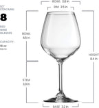 Bormioli Rocco Red Wine Glasses, Crystal Clear Star Glass, Laser-Cut Rim For Wine Tasting, Elegant Party Drinking Glassware, Restaurant Quality (Red Wine Glass Set of 8)