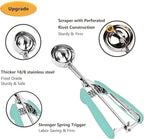Cookie Scoop Set, 3Pcs Ice Cream Scoop, Cookie Scoops for Baking Set of 3, 18/8 Stainless Steel Cookie Scooper for Baking, Ice Cream Scooper with Trigger Release, Mint Soft Grip Cookie Dough Scoop