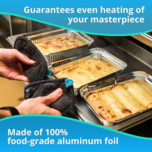 IDL Packaging Aluminum Foil Lids for Half-Size Steam Table Pans - 13" x 11" (pack of 10) - Disposable Cover for Grill Pans - Oven & Freezer Safe - Durable Top for Foil Pan