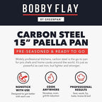 GreenPan x Bobby Flay 15” Carbon Steel Paella Pan, Pre-Seasoned, Nontoxic, PFAS-Free, Induction Compatible, Flat Bottom, Rice & Seafood Dishes, High Heat & Oven Safe Durable, Cast Iron Alternative