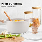 Caannasweis 20Pcs Cookware Sets, Nonstick Pots and Pans Set, Granite Induction Cookware, Non Stick Kitchen Cooking Set, Grayish White Grill Griddle Set, PFOS PFOA Free