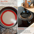 8 Inch Round Silicone Baking Mat, Set of 3 Reusable Silicone Baking Mats, Silicone Mat for 8 Inch Cake Pan, Silicone Mat for Baking Cake, Pizza, Pie, Bread, Macaron (Red, Blue, Grey)