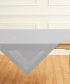 Solino Home Soft Grey Linen Tablecloth 52 x 52 Inch - 100% Pure Linen Square Table Throw - Classic Hemstitch, Machine Washable Table Cloth for Summer, Fall, Autumn