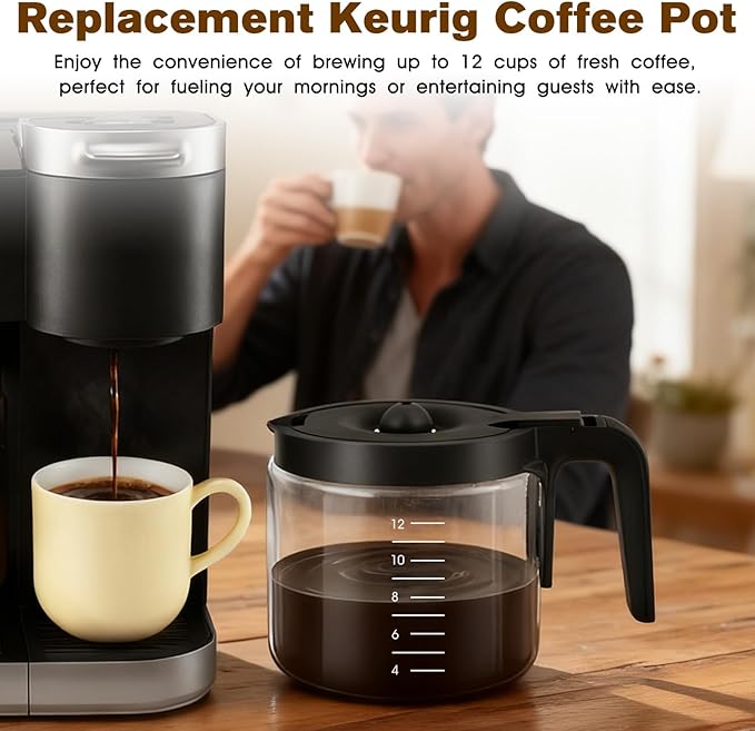 Coffee Maker 12-Cup Glass Coffee Pot Replacement Keurig K-Duo 5100 Single Serve K-Cup Pod & Carafe Coffee Maker (NOT Fit Other Keurig K-Duo Carafe Replacement)