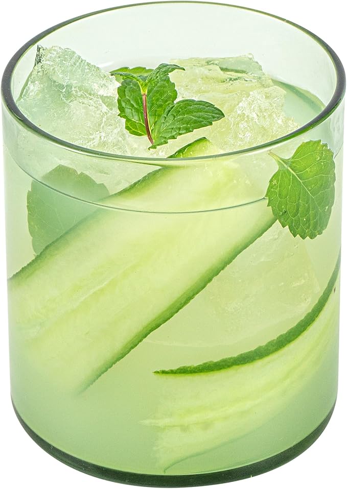 Restaurantware-Vetri 10 Ounce Old Fashioned Glasses, 6 Dishwashable Whiskey Glasses - No-Lead, Durable, Green Glass Tumblers For Scotch, For Drinking Liquor, Cocktail, Bourbon, Cognac, And More