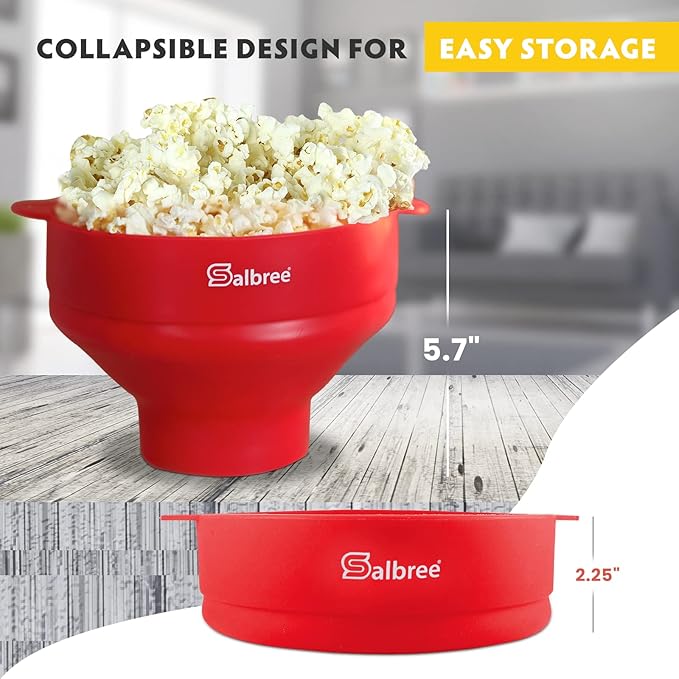 The Original Salbree Microwave Popcorn Popper, Silicone Popcorn Maker, Collapsible Microwavable Bowl - Hot Air Popper - No Oil Required - The Most Colors Available (Green)