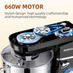 Dough Mixer 8.45 QT Electric Mixer - 660W 6 Speed Large Capacity Kitchen Stand Mixer with Whisk Dough Hook Mixing Beater Household Food Mixer for Baking Cakes Cookie Bread Salad (Black)