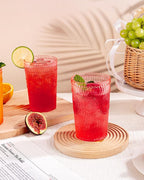 Ciaell 12 Pack Romantic Plastic Water Glasses - 14 Oz Pink Vintage Drinking Glasses, Embossed Ribbed Plastic Cups, Textured Striped Set for Juice, Beverages, Beer, Cocktail