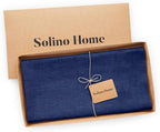Solino Home Royal Blue Linen Tablecloth 52 x 52 Inch - 100% Pure Linen Square Table Throw - Athena, Machine Washable Tablecloth for Summer