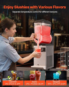 VEVOR Commercial Slushy Machine, 12L Single Tank Frozen Drink Machine, 48 Cups Stainless Steel Margarita Smoothie Frozen Drink Maker, Slushie Maker for Home Party Restaurants Cafe Bars