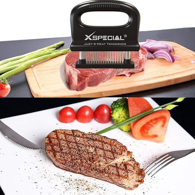 DELUXE MEAT TENDERIZER TOOL 48-BLADE | Turn Tough Cuts into Family Favorites | Professional-Grade Stainless Steel Needle | Unlock Restaurant-Quality Results at Home | No More Mallet or Meat Hammer