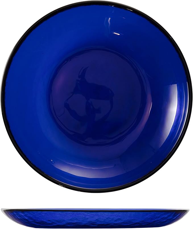 FORTESSA Los Cabos Tableware, 4-Piece Glass Salad Plate Set (8 Inches), Dishwasher-Safe Glass Dinnerware Collection, Cobalt Blue
