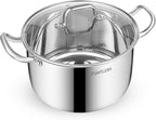 Stainless Steel Stock Pot - 8 Quart, Soup Pot Induction Compatible, Cooking Pot with Riveted Handle, Oven & Dishwasher Safe
