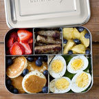 LunchBots Large Cinco Stainless Steel Lunch Container - Five Section Design Holds a Variety of Foods - Metal Bento Box - Dishwasher Safe - Stainless Lid